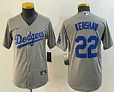 Youth Los Angeles Dodgers #22 Clayton Kershaw Gray Stitched Cool Base Nike Jersey,baseball caps,new era cap wholesale,wholesale hats
